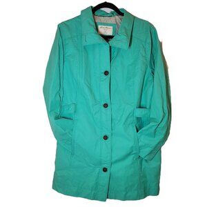 Eddie Bauer Women's Button Up Spring Trench Jacket Teal/Aqua XL